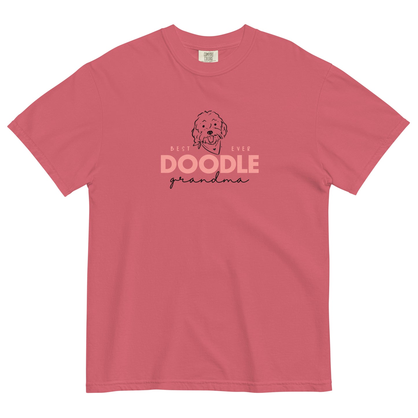 Best EVER DOODLE Grandma message with a cute Doodle dog's face printed on the front of a cozy T-Shirt