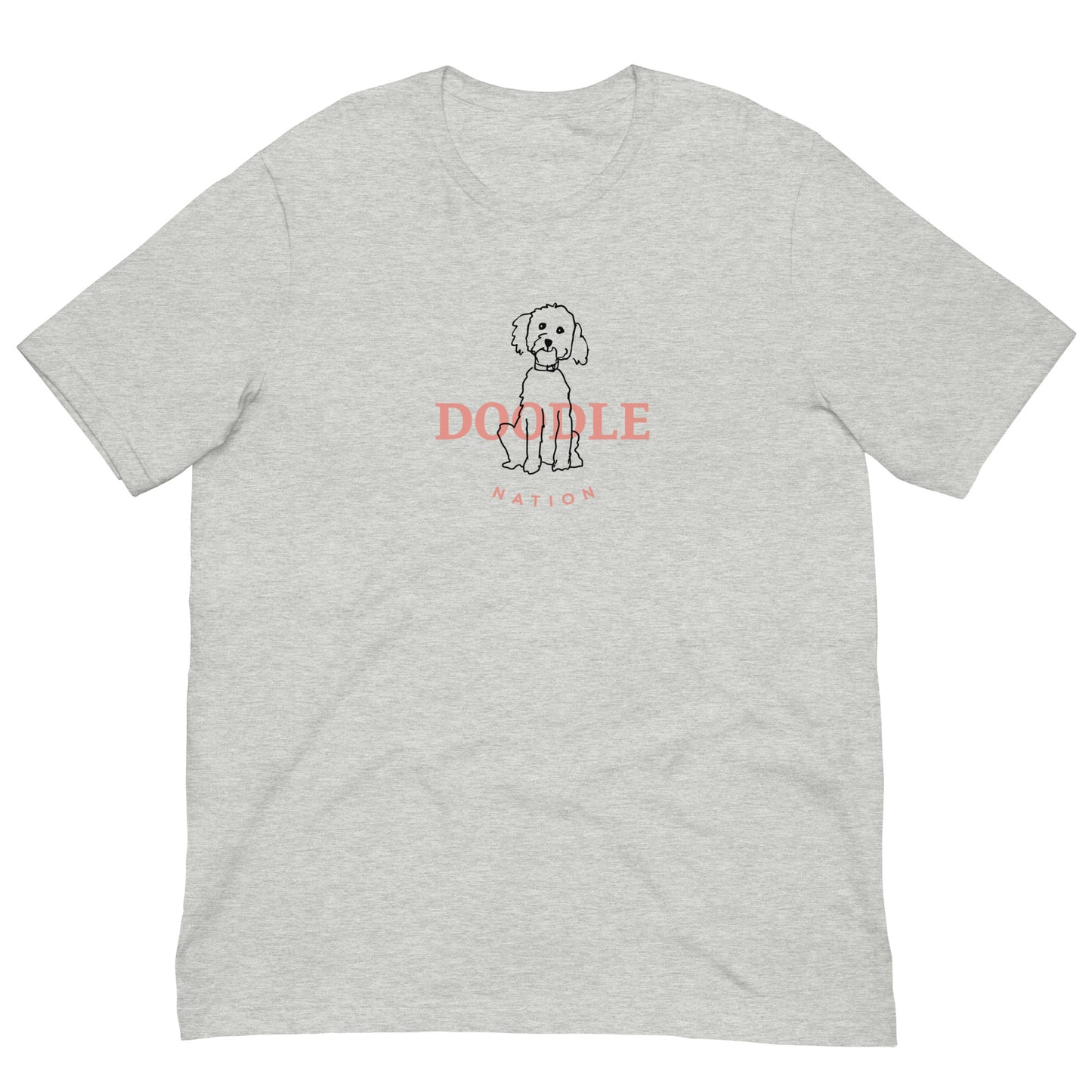 Goldendoodle t-shirt with Goldendoodle and words "Doodle Nation" in athletic heather color