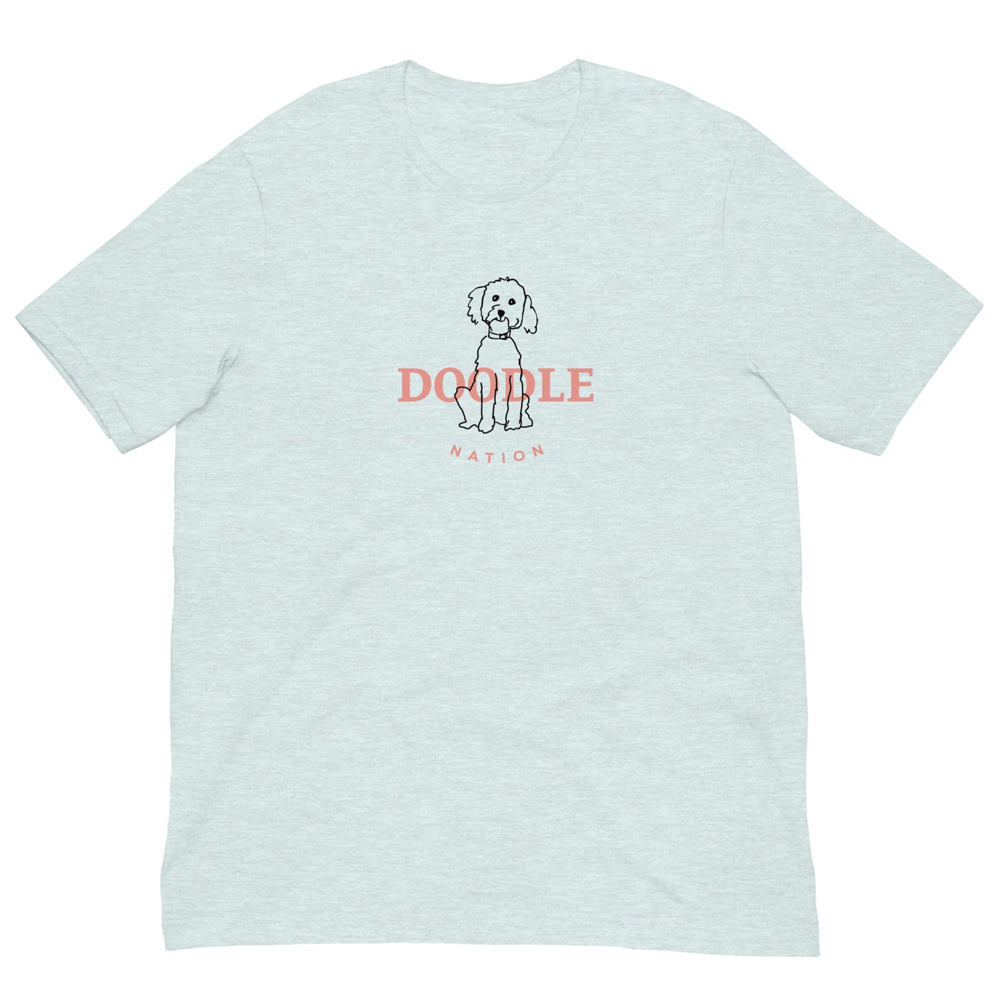 Goldendoodle t-shirt with Goldendoodle and words "Doodle Nation" in heather prism color