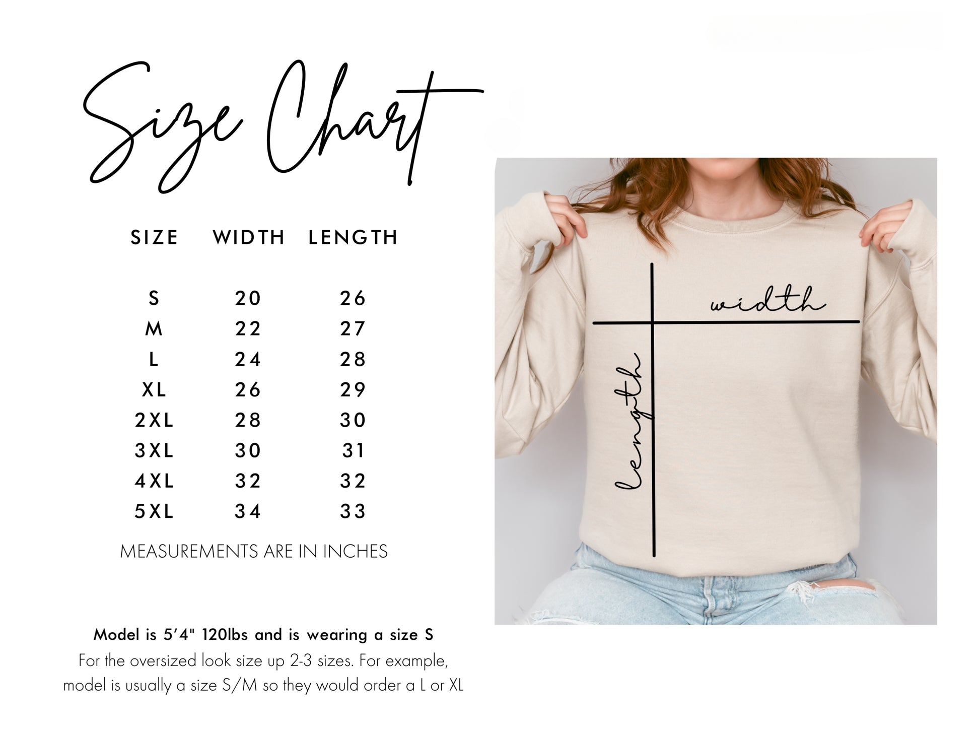 Size chart Gildan crew neck sweatshirt 