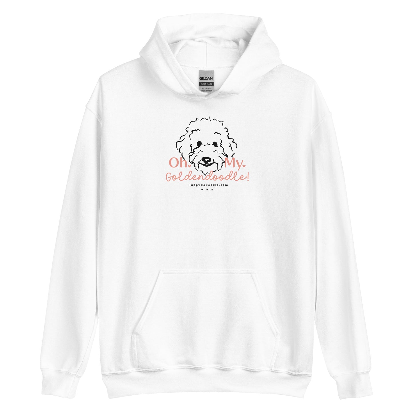 Goldendoodle hoodie with Goldendoodle dog face and words "Oh My Goldendoodle" in  white